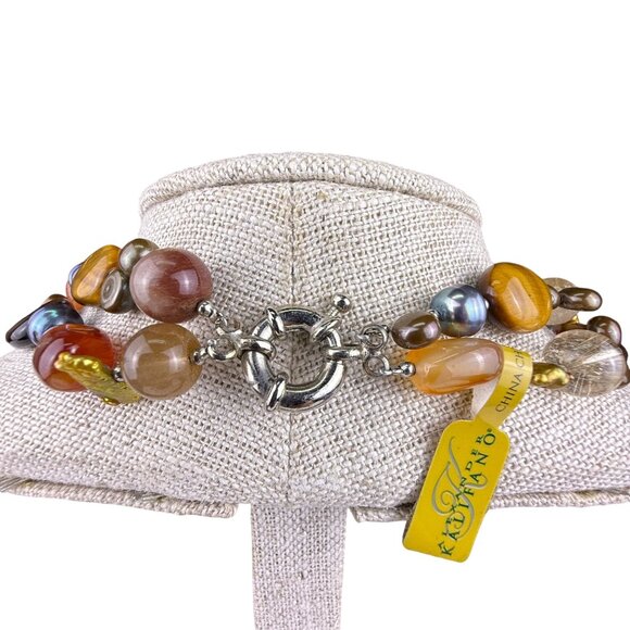 Alexander Kalifano Womens Multicolor Beaded Necklace Natural Stone & Pearl - Picture 2 of 4